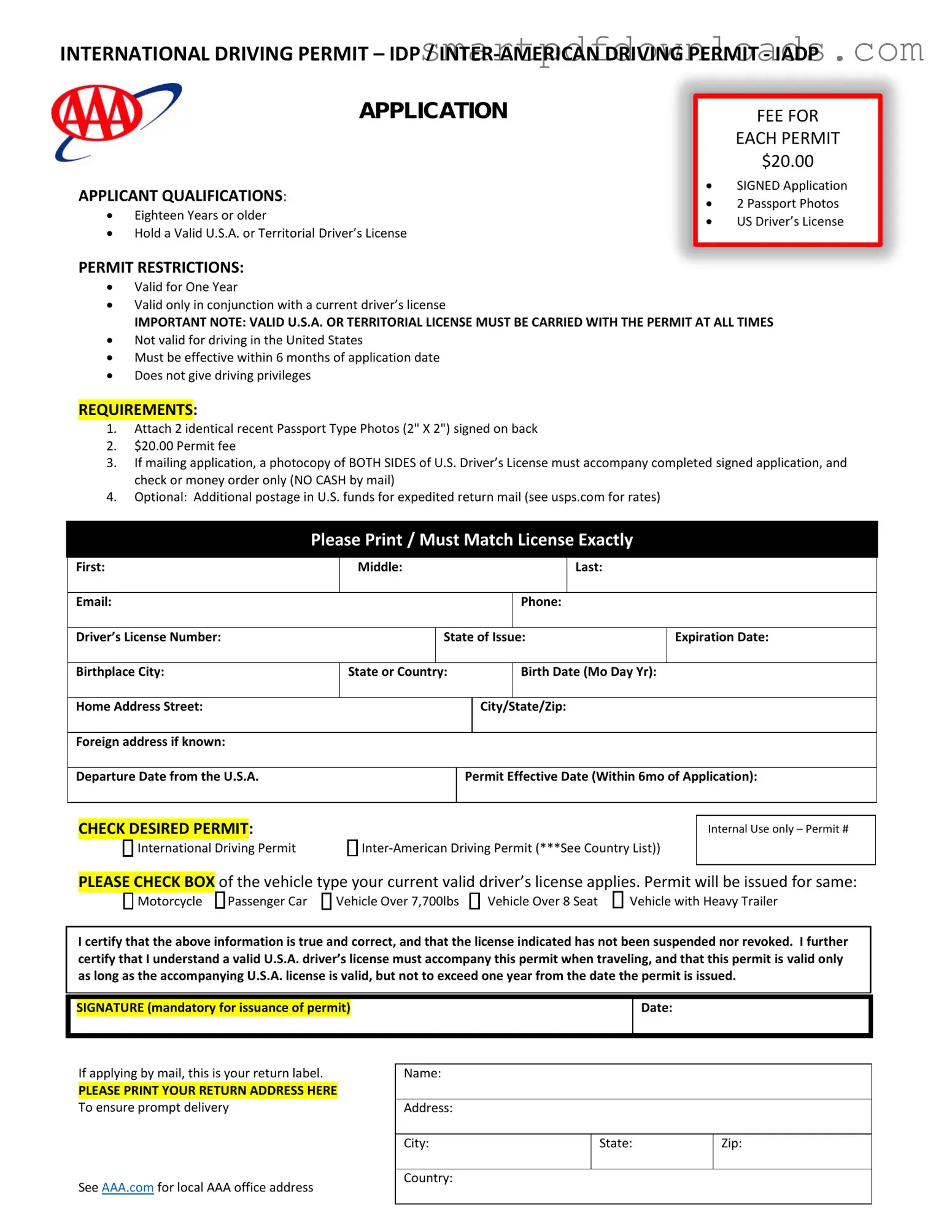 Aaa International Driving Permit Application Form