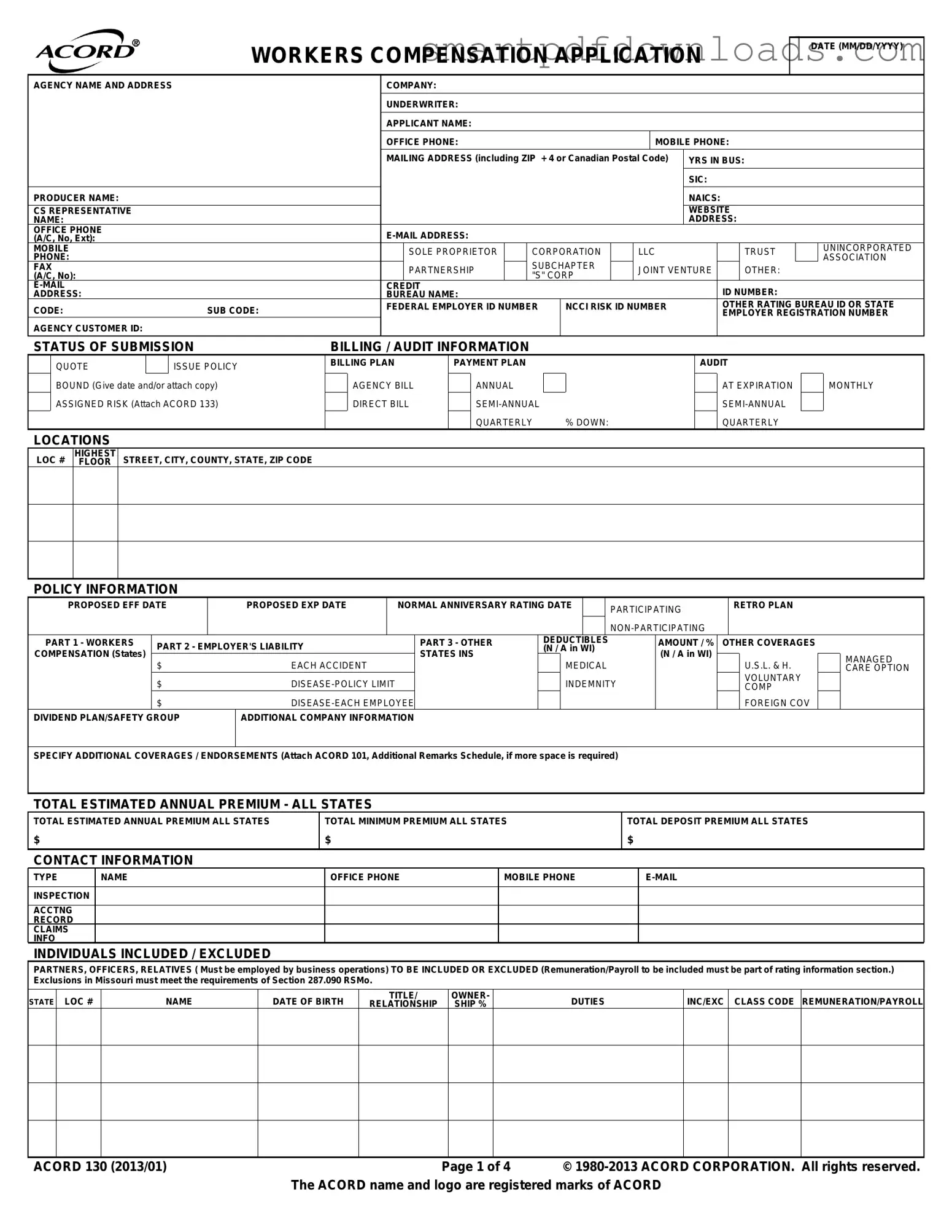 Acord 130 Form