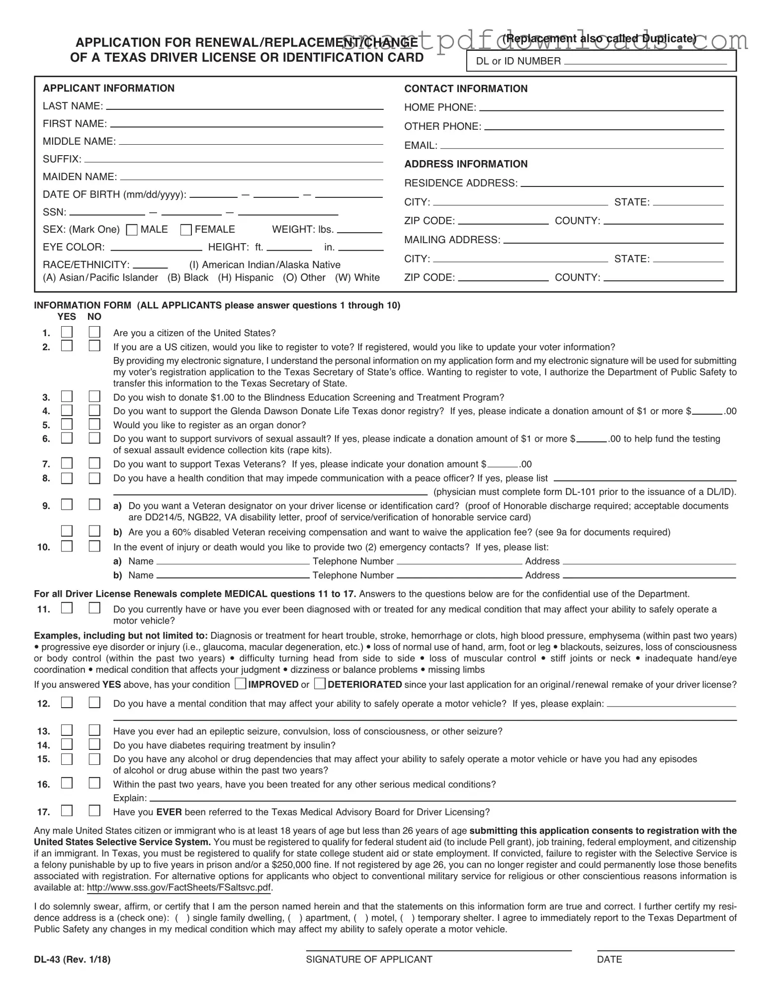 DL-43 Form