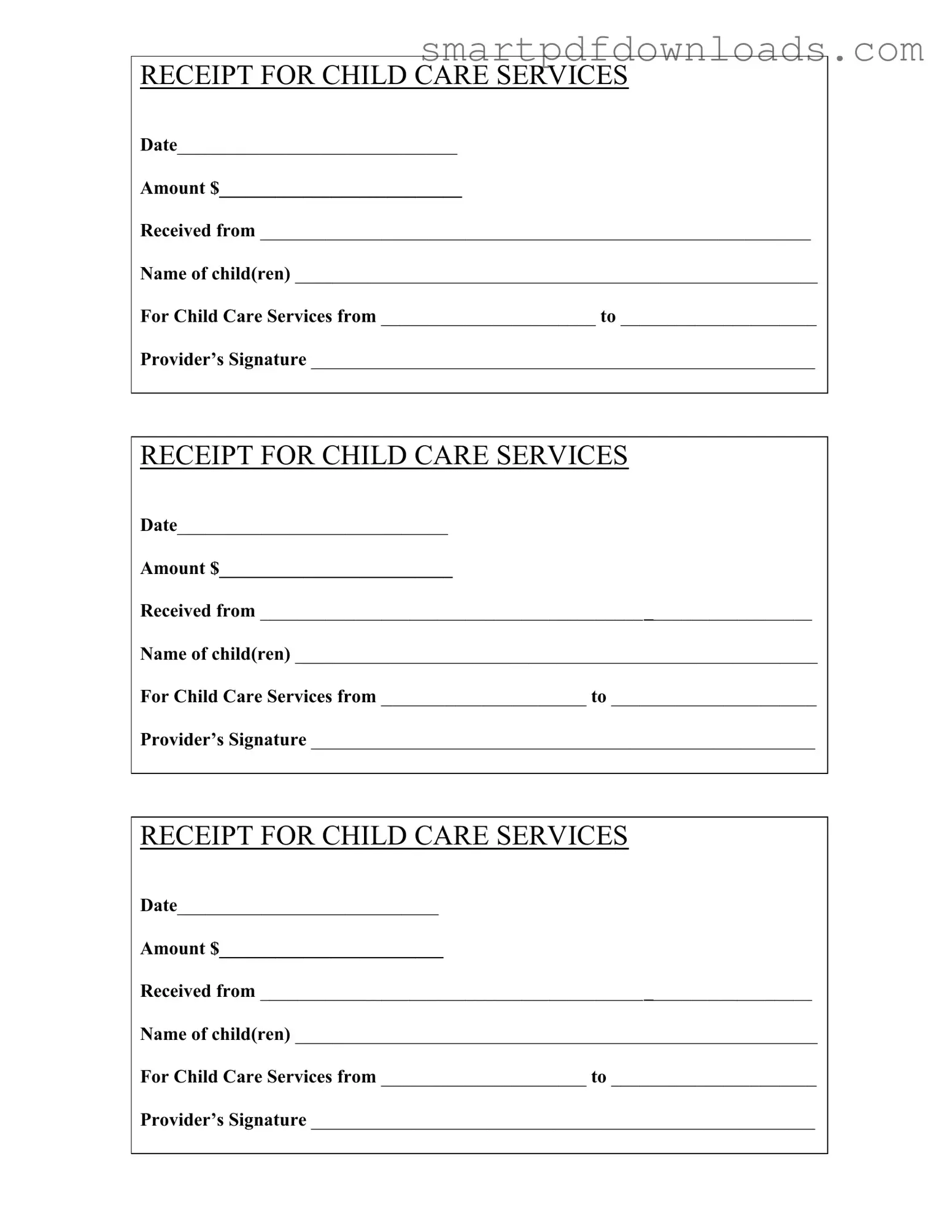 Childcare Receipt Form