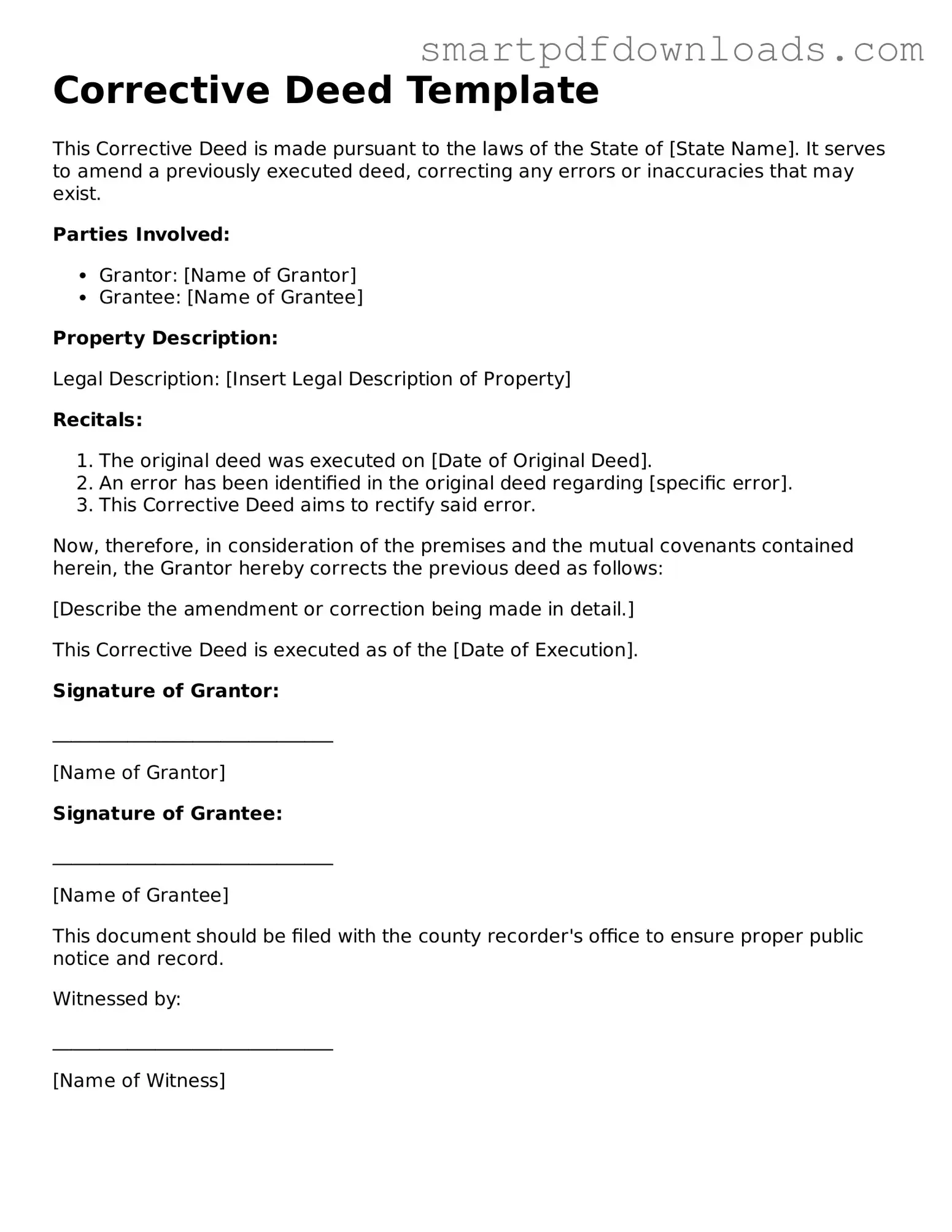 Free Corrective Deed Form