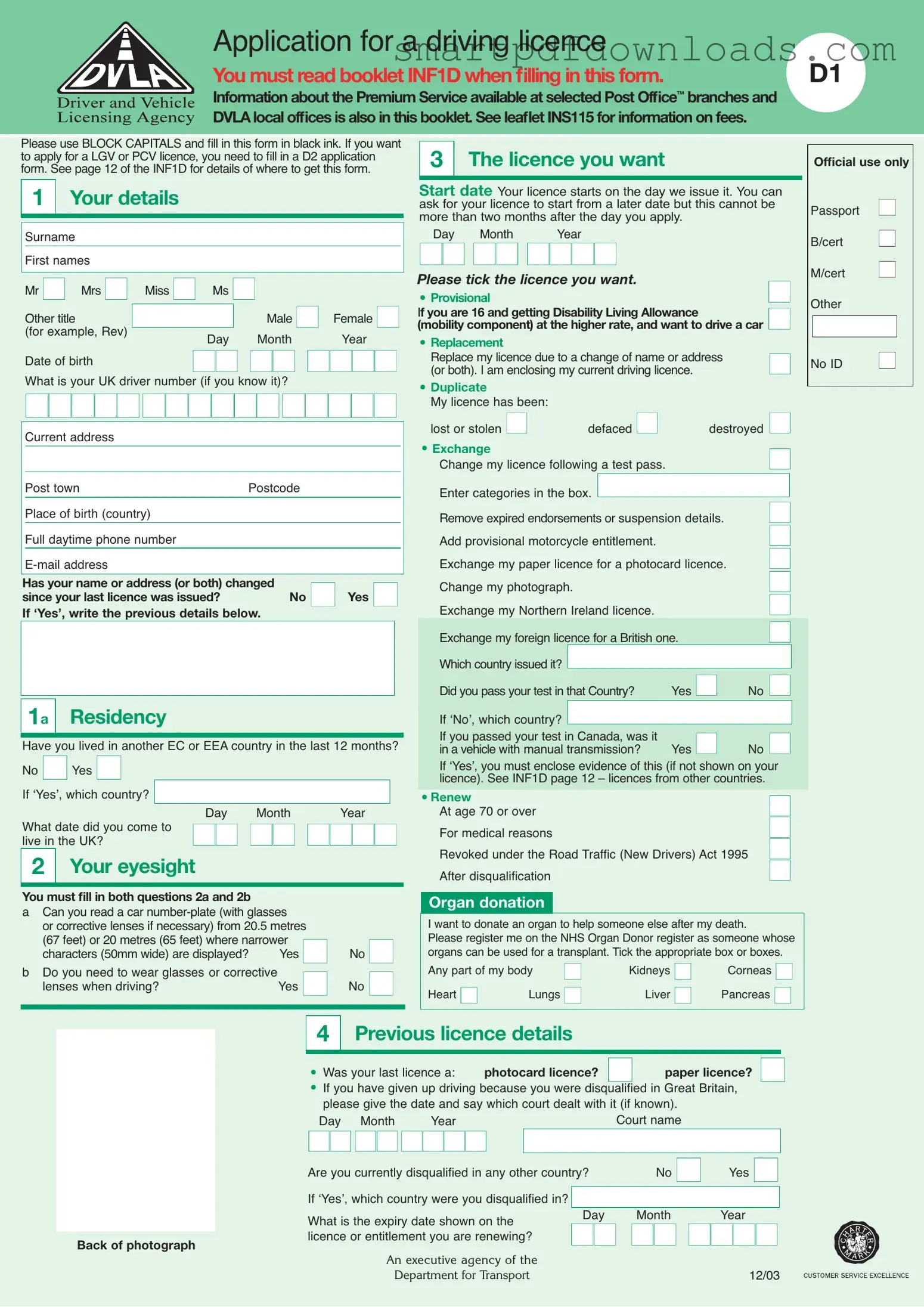 D1 Dvla Form