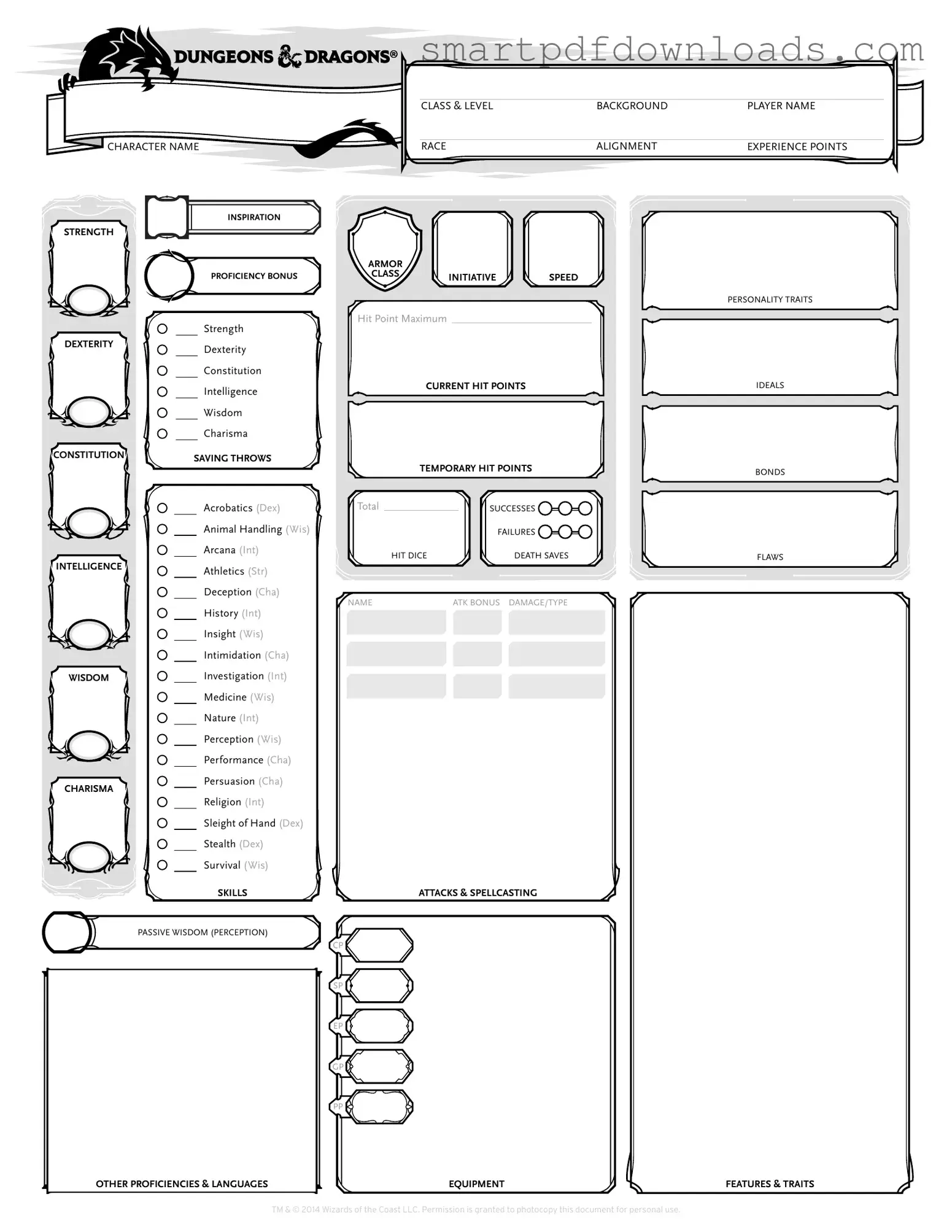 Dnd Character Sheet Form