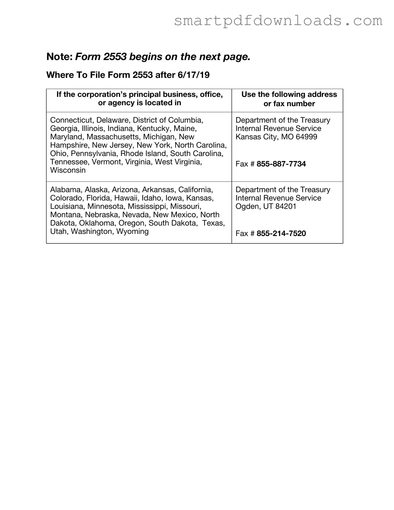 IRS 2553 Form