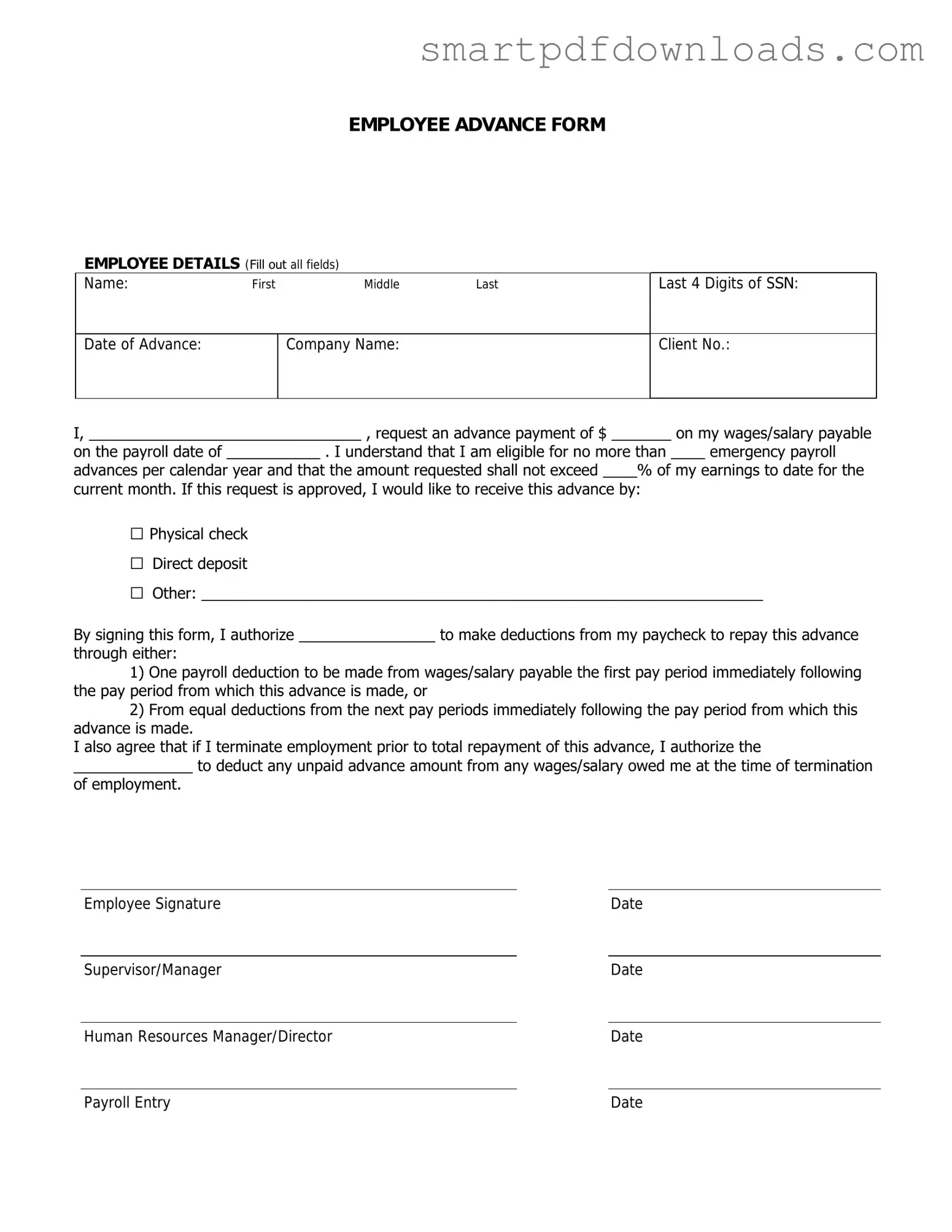 Employee Advance Form