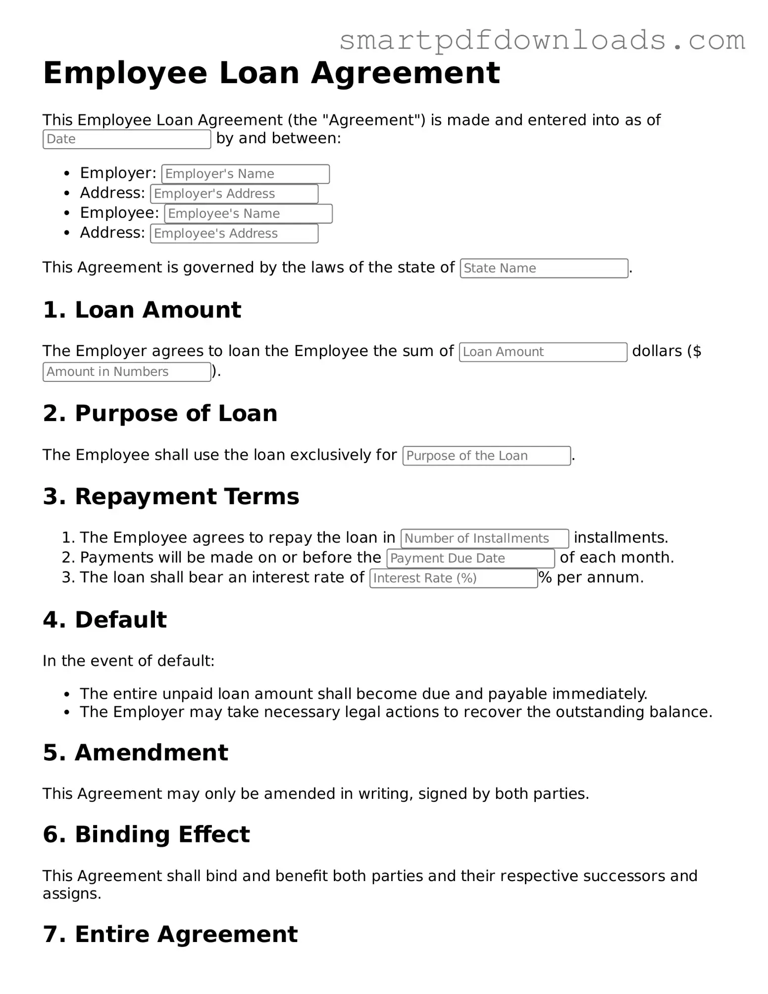 Free Employee Loan Agreement Form