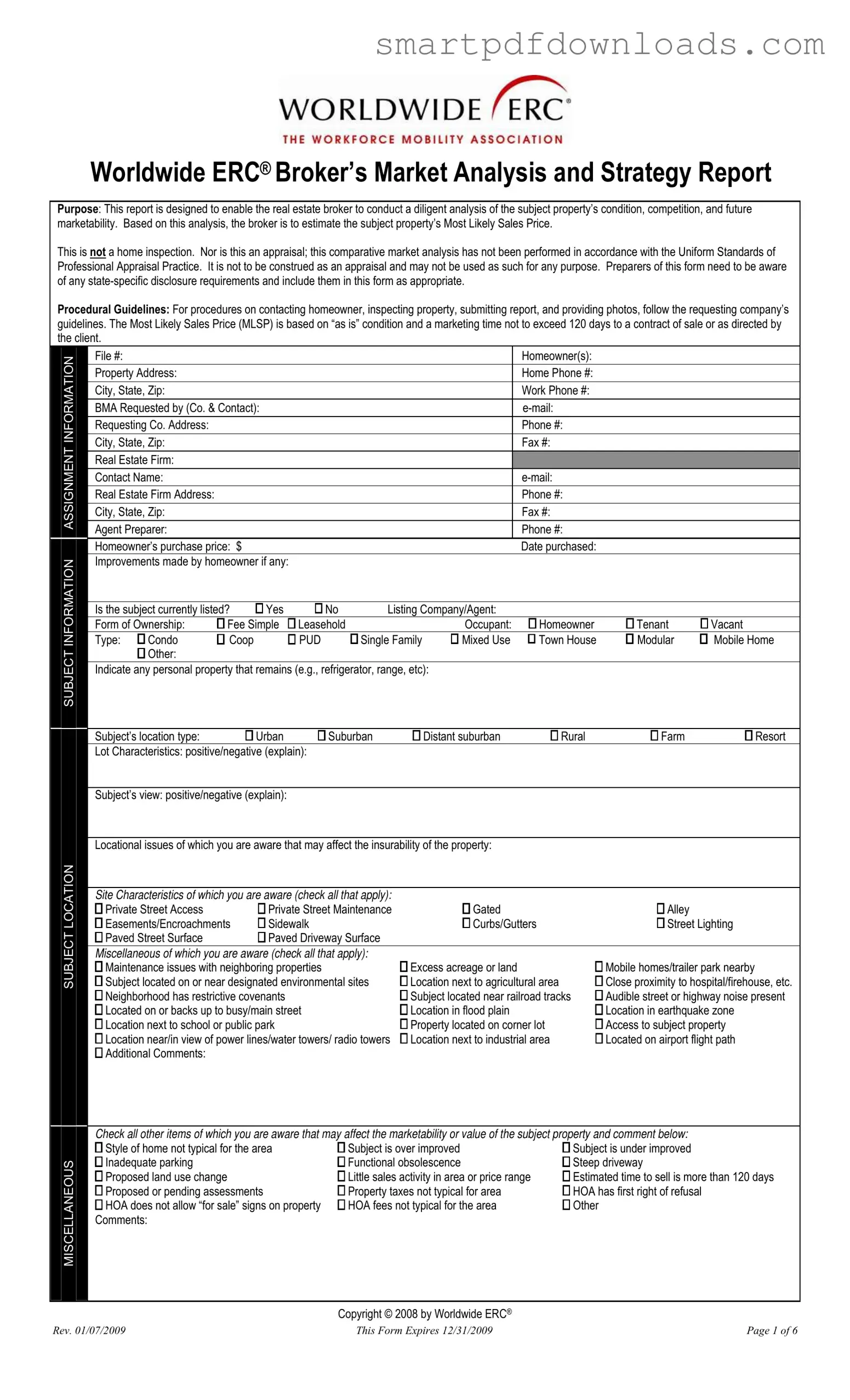 Erc Broker Market Analysis Form