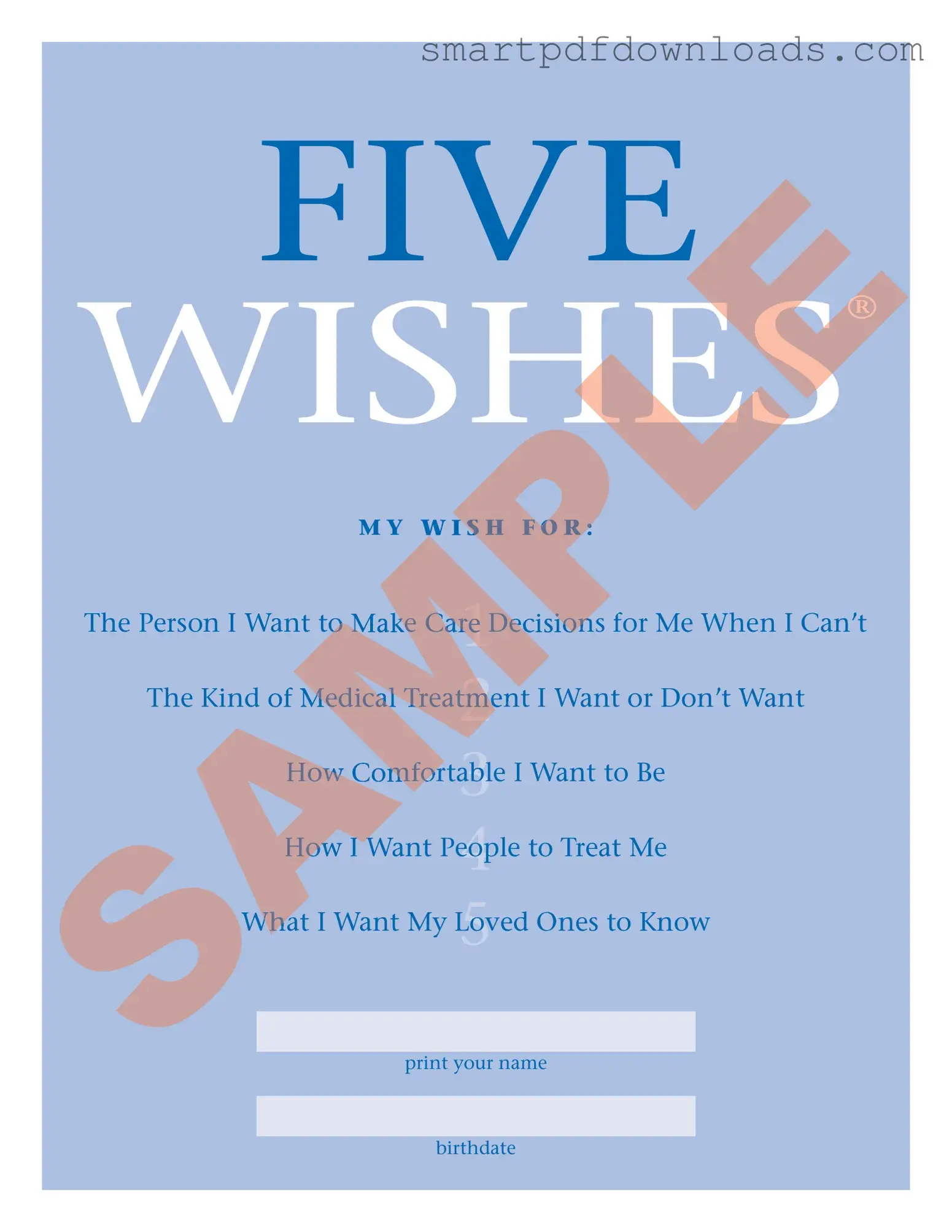 5 Wishes Document Form