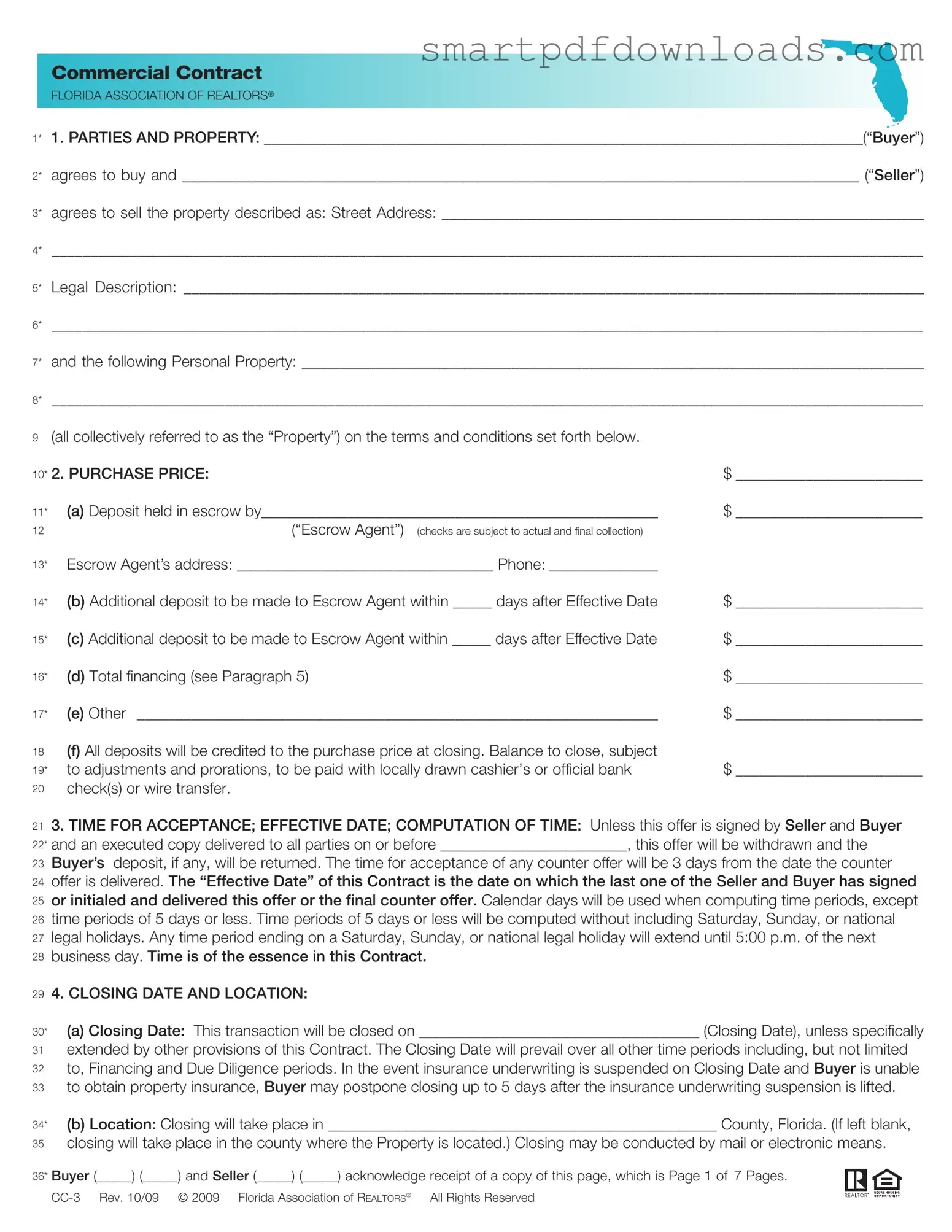 Florida Commercial Contract Form