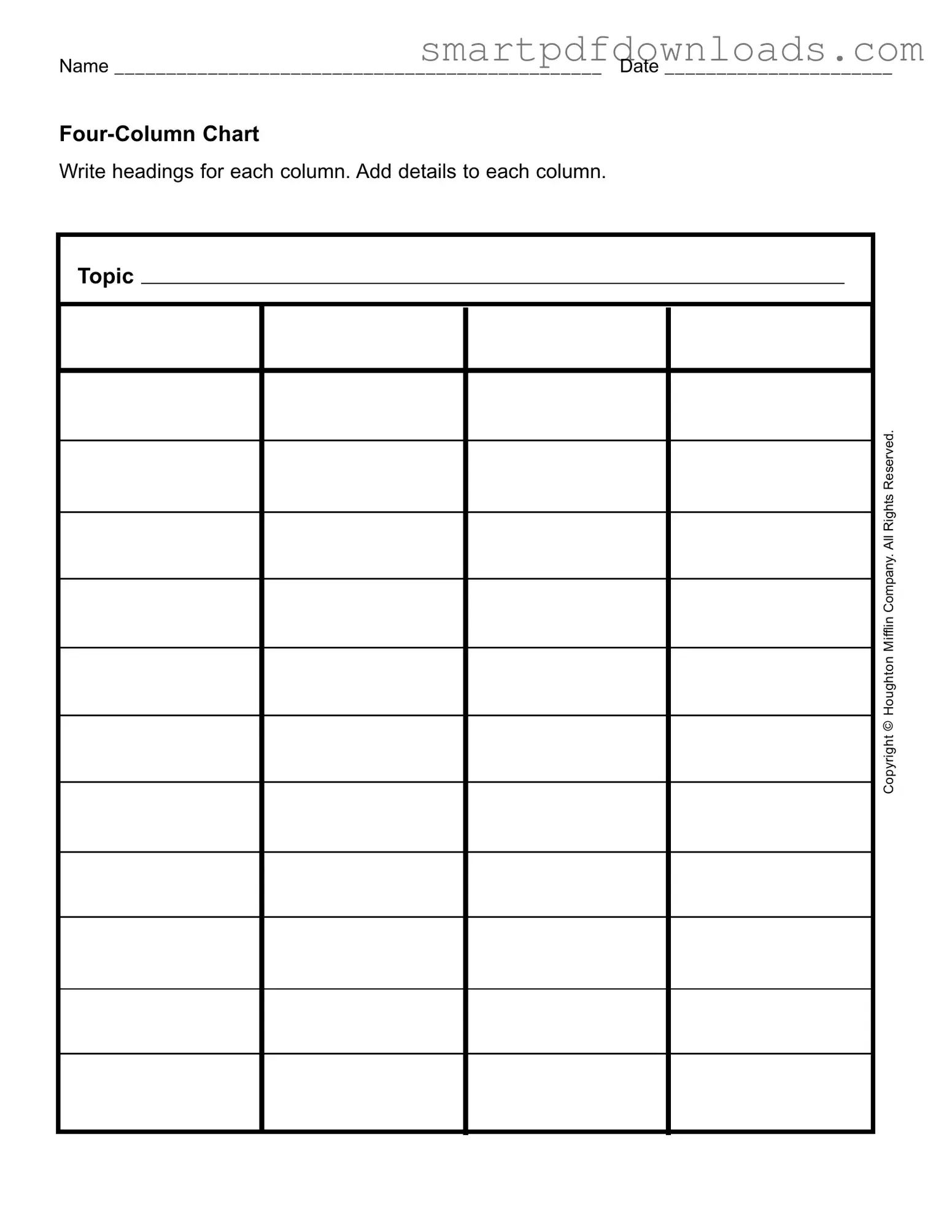 Four Column Chart Form