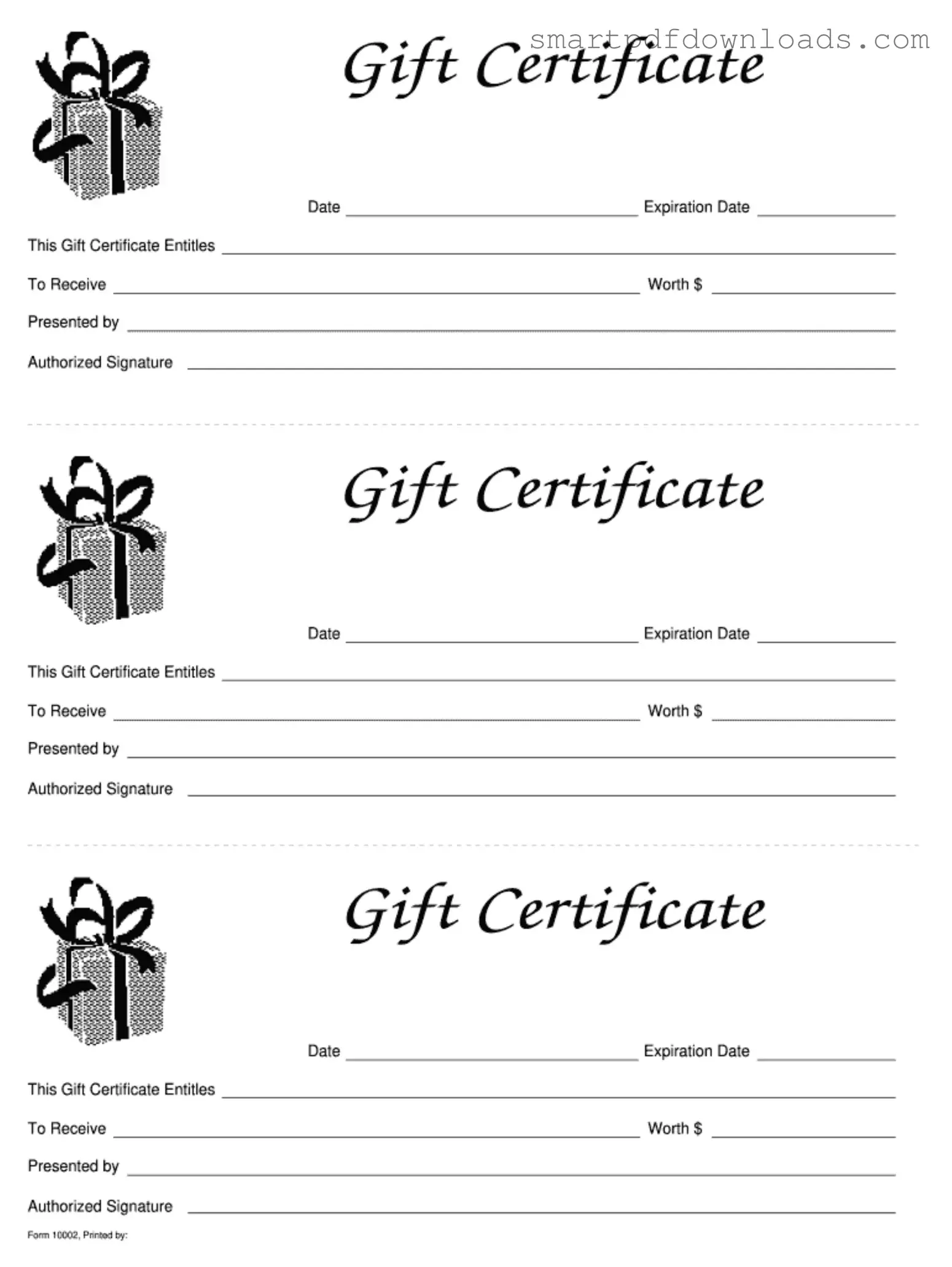 Gift Certificate Form