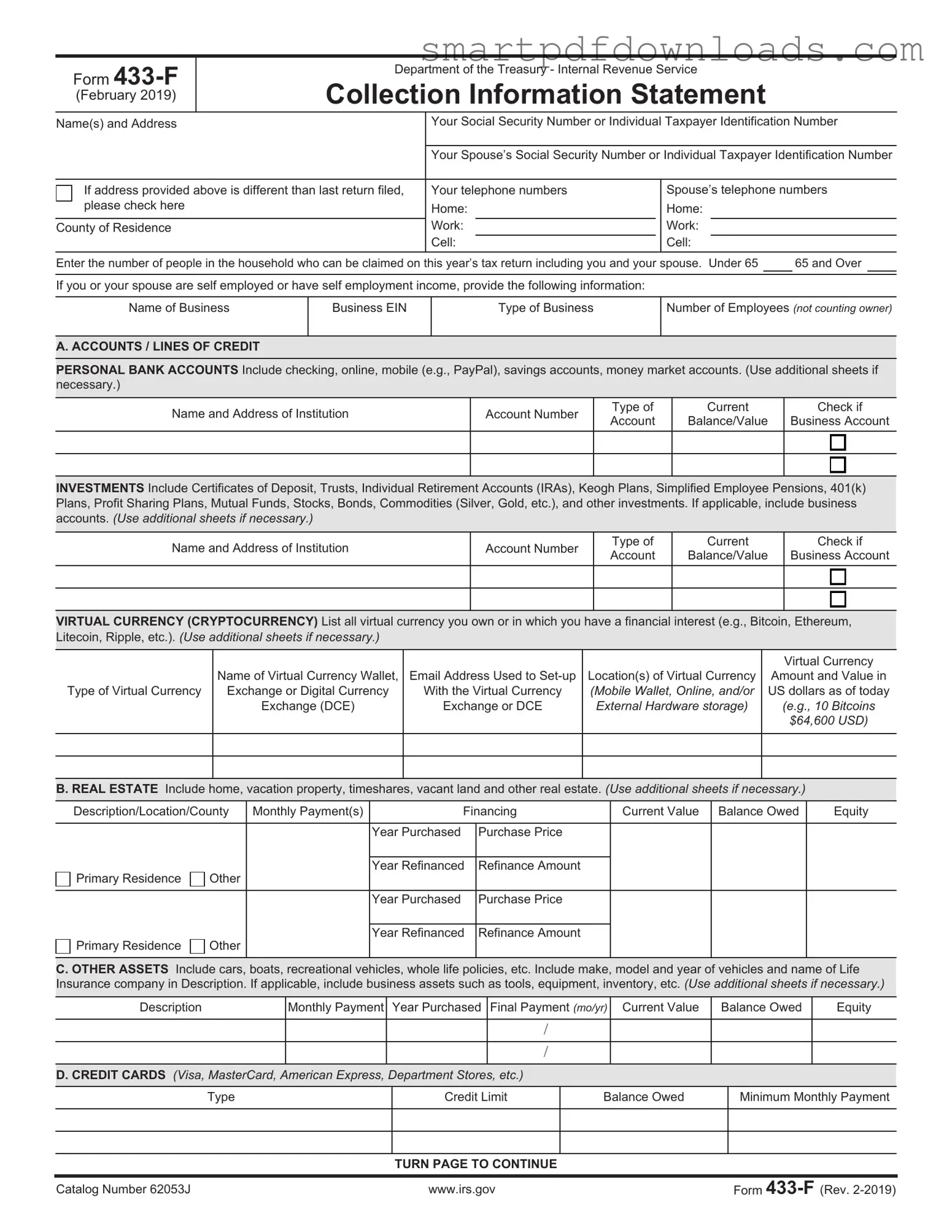 IRS 433-F Form