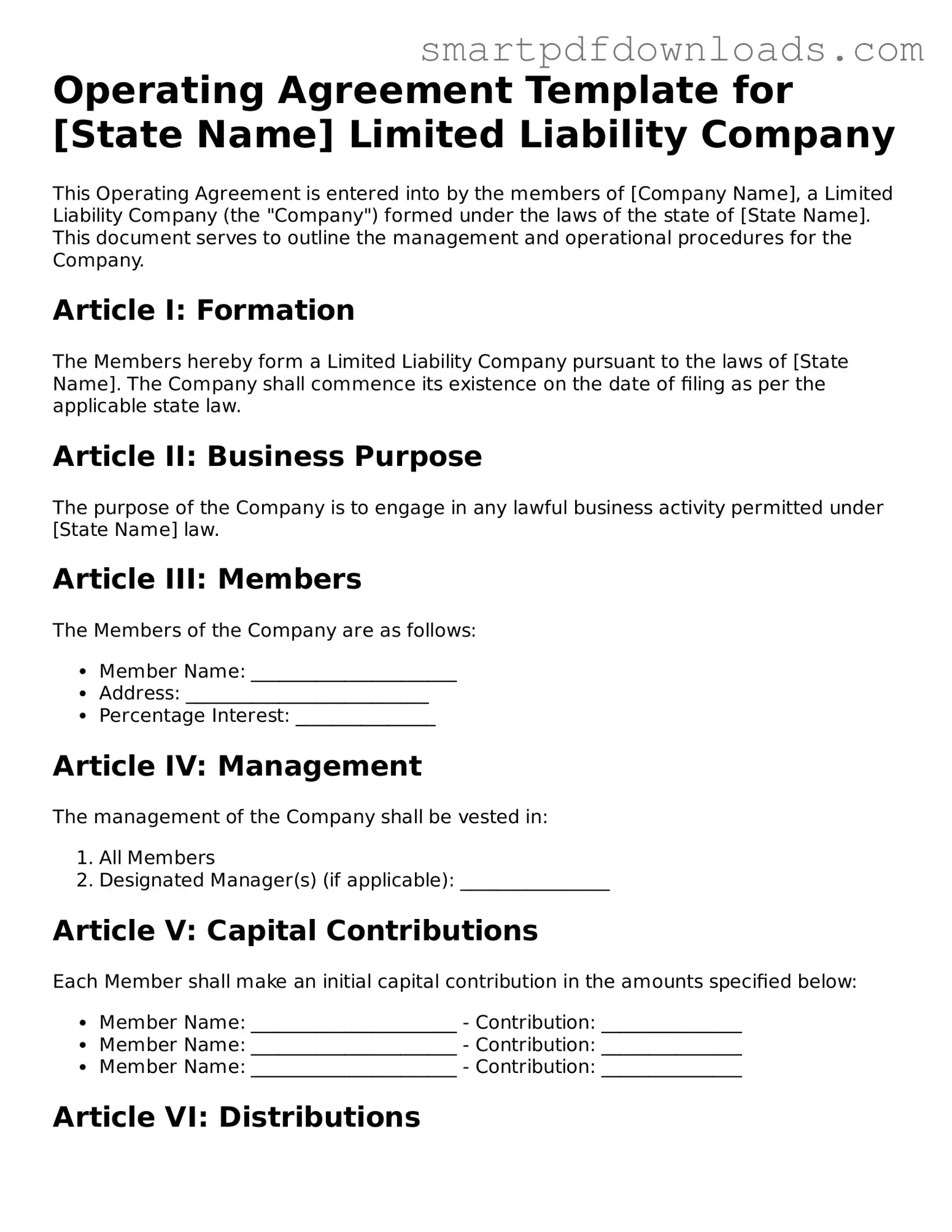 Free Operating Agreement Form