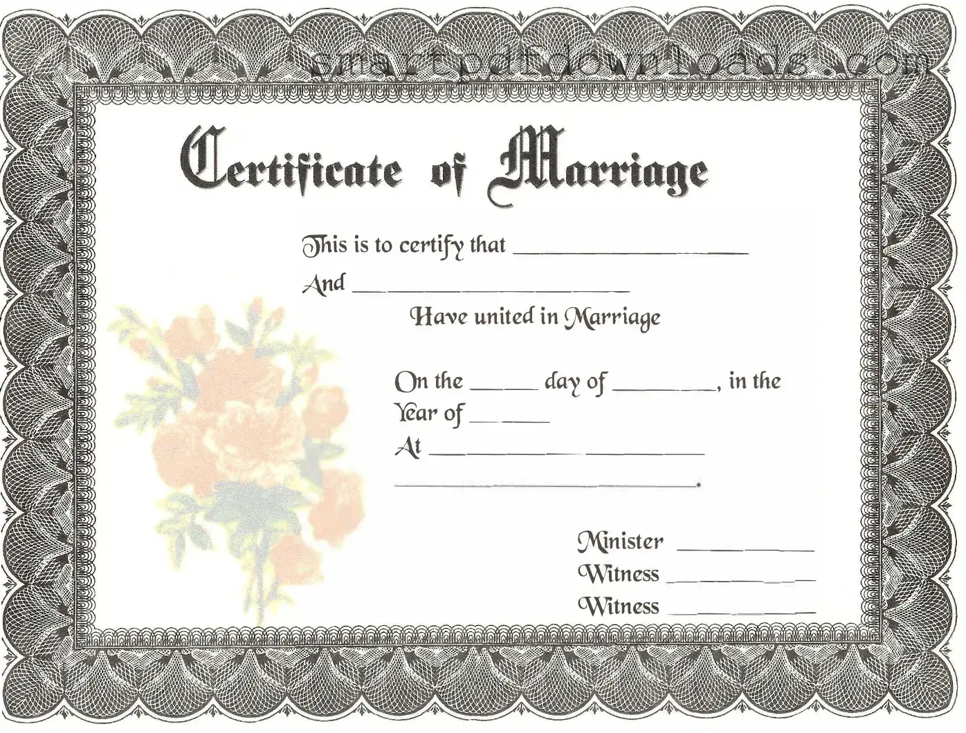 Marriage Certificate Form