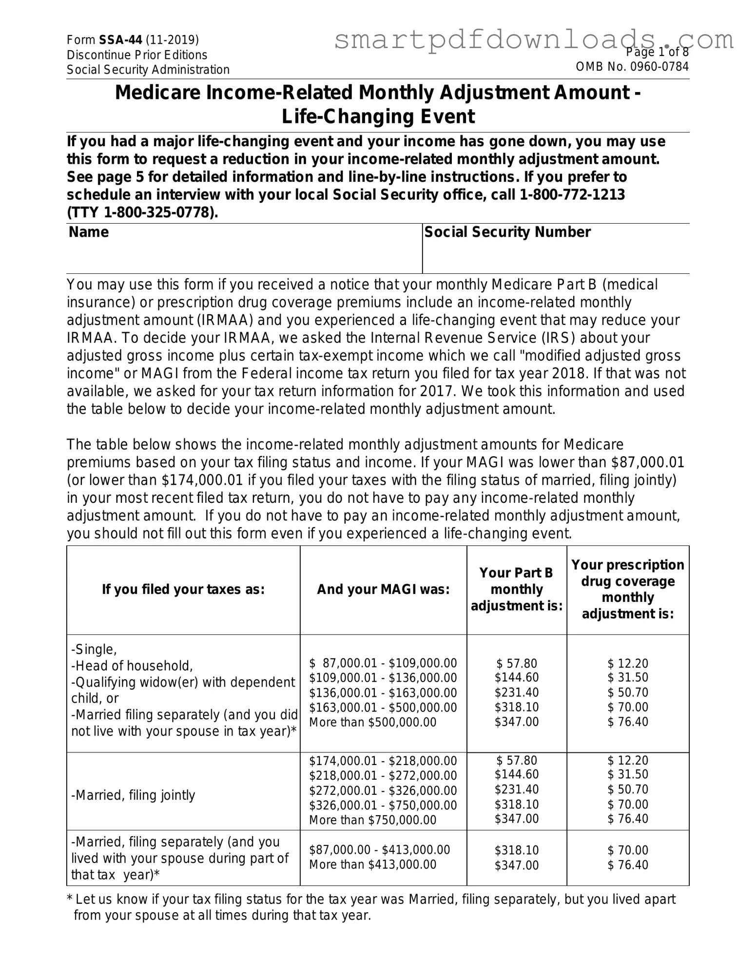SSA SSA-44 Form