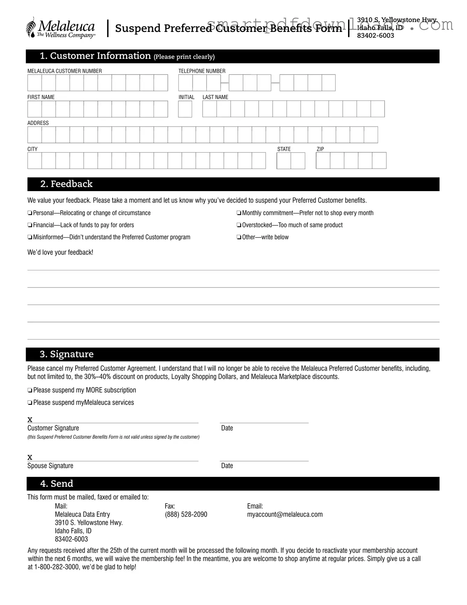 Melaleuca Cancellation Form