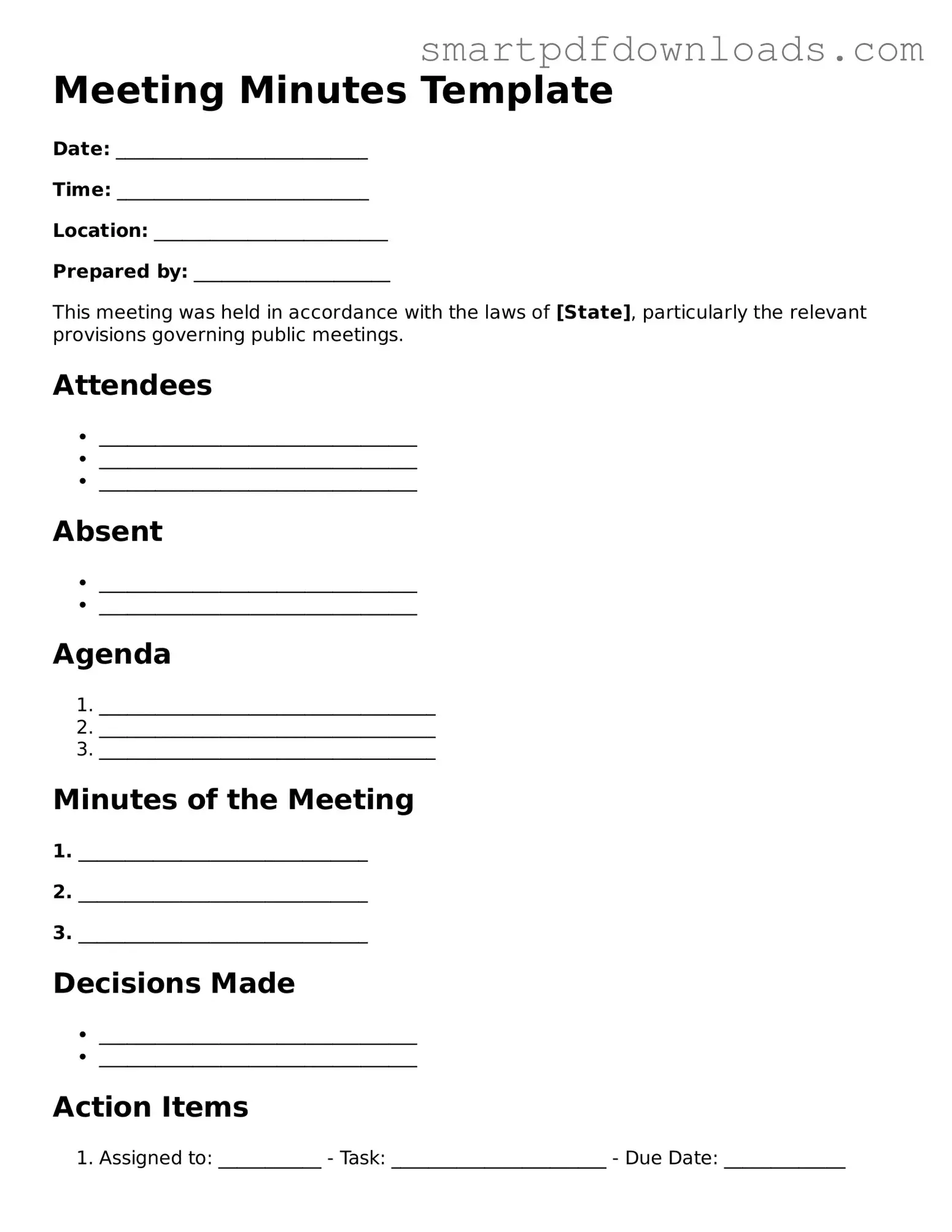 Free Meeting Minutes Form