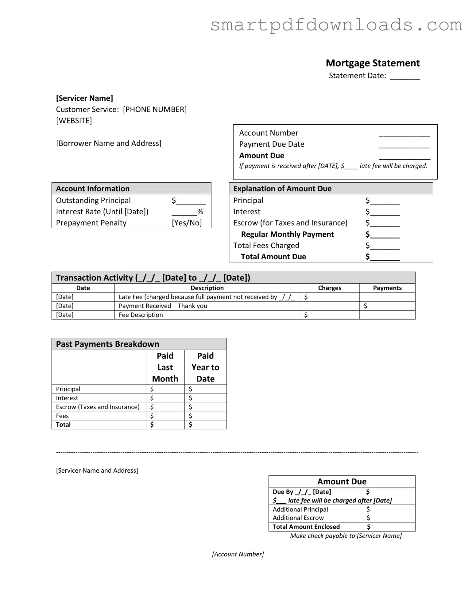 Mortgage Statement Form