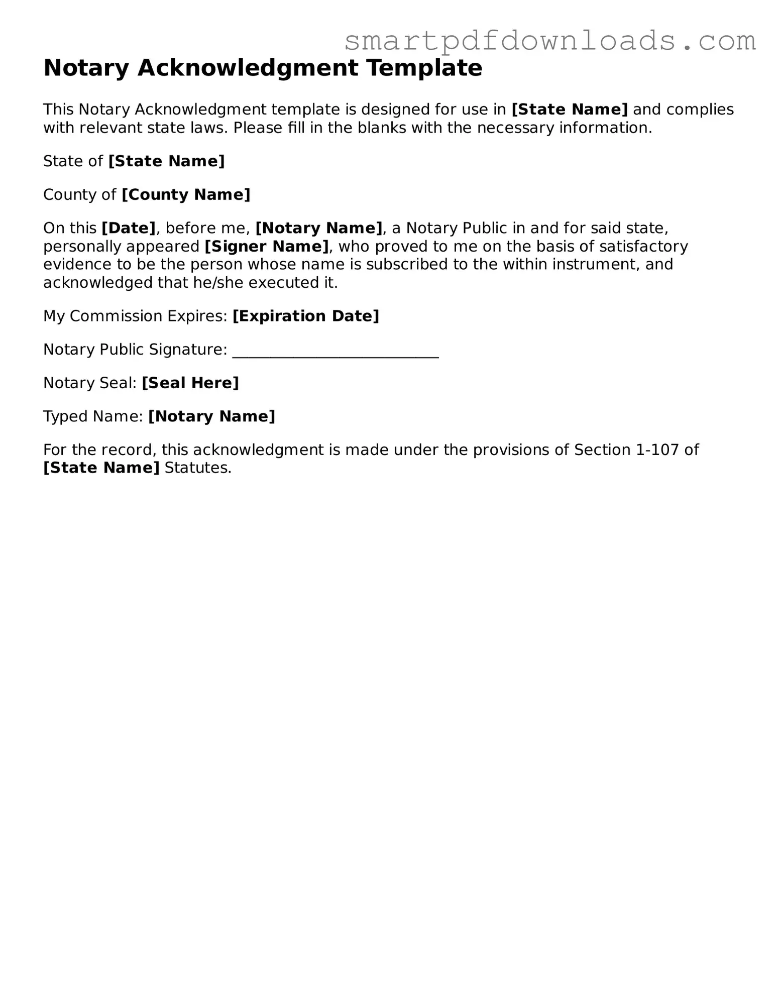 Free Notary Acknowledgement Form