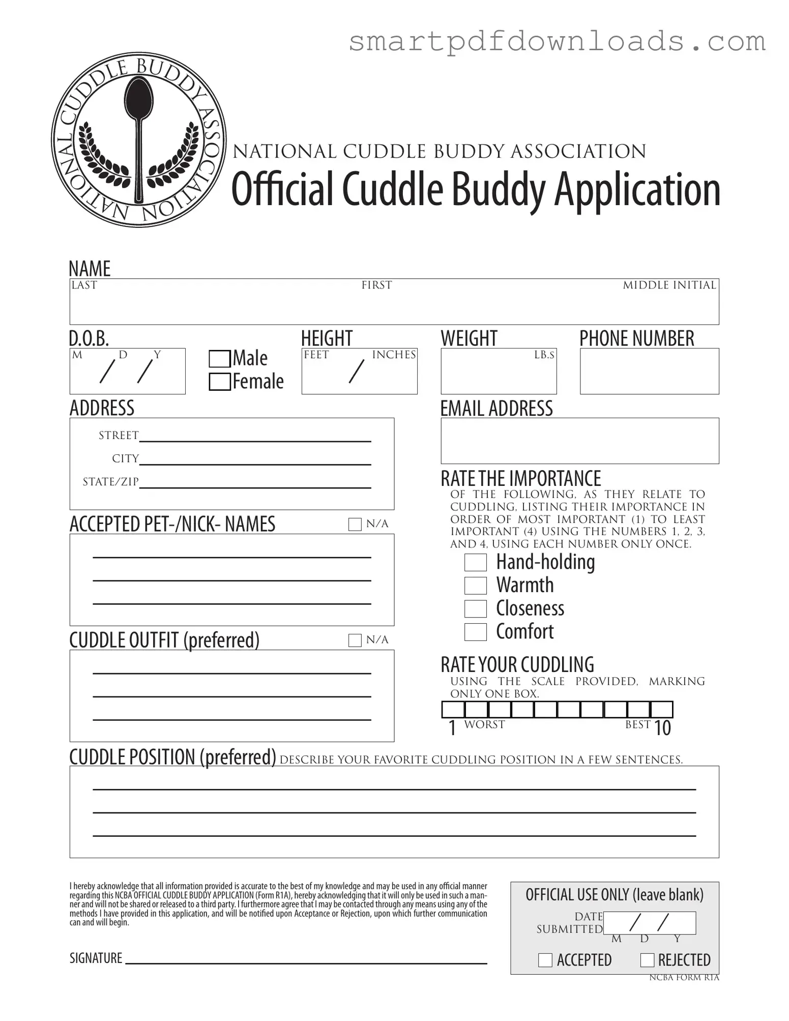 Cuddle Buddy Application Form