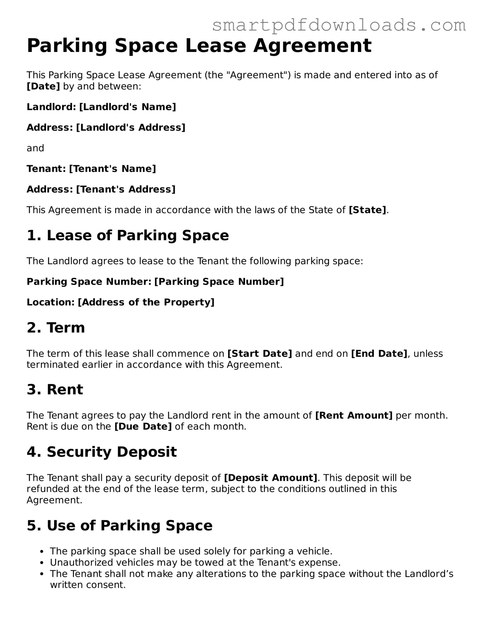 Free Parking Space Lease Agreement Form