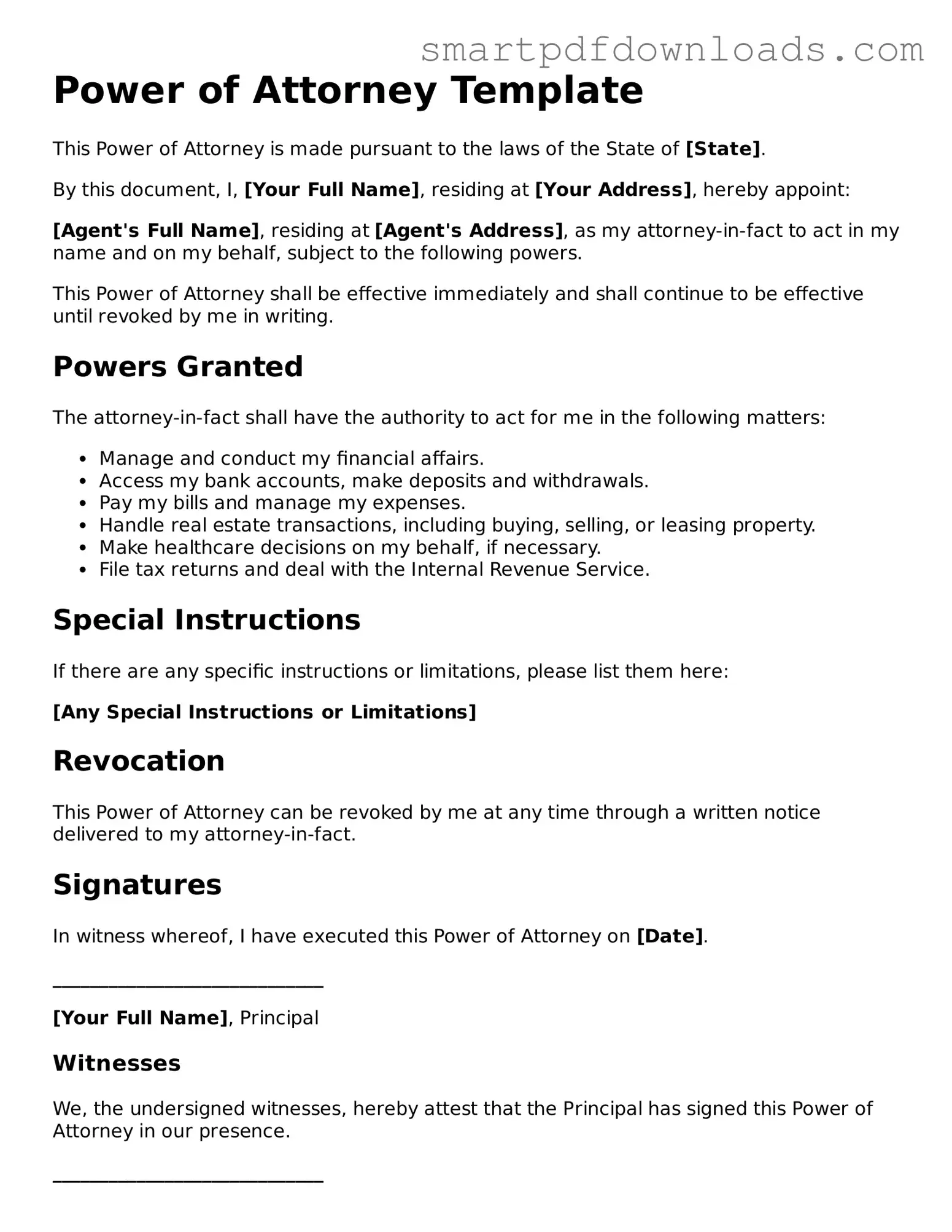 Free Power of Attorney Form