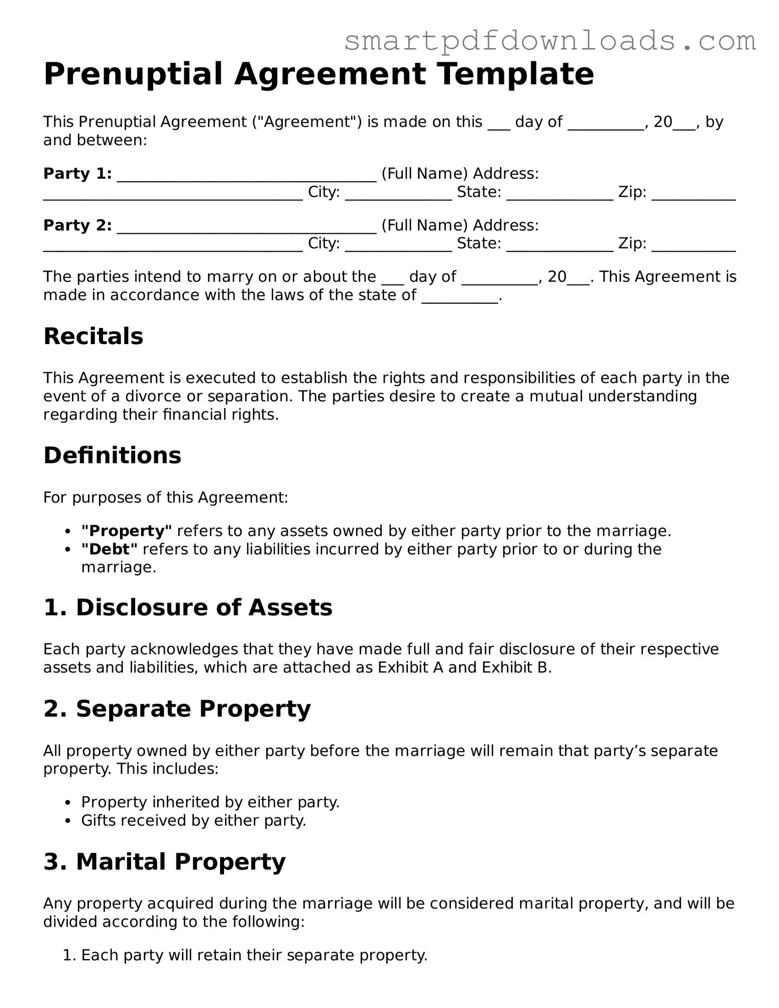 Free Prenuptial Agreement Form