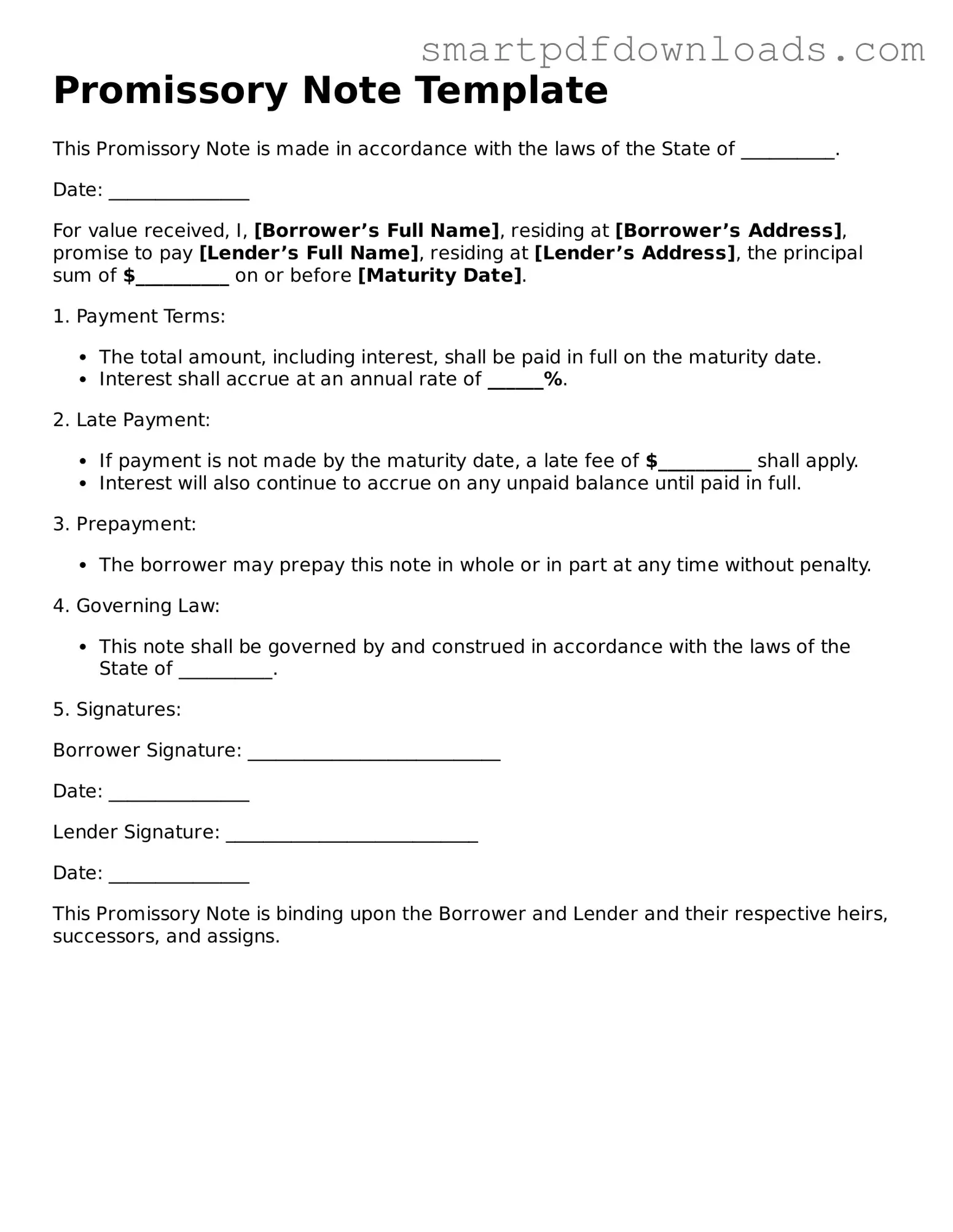 Free Promissory Note Form