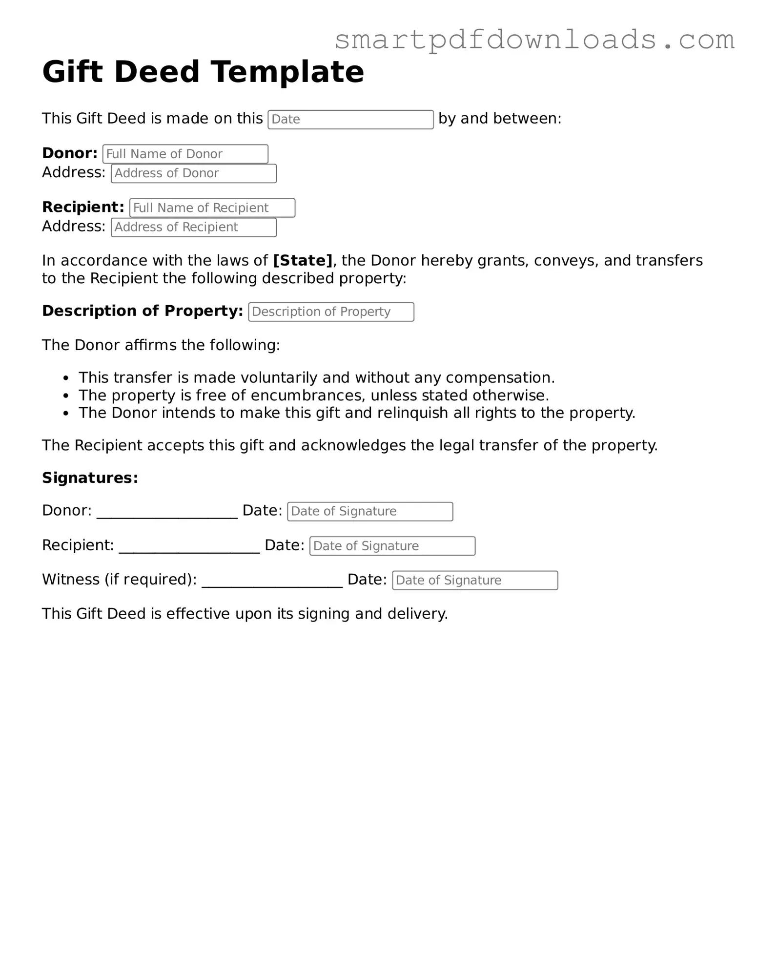 Free Gift Deed Form