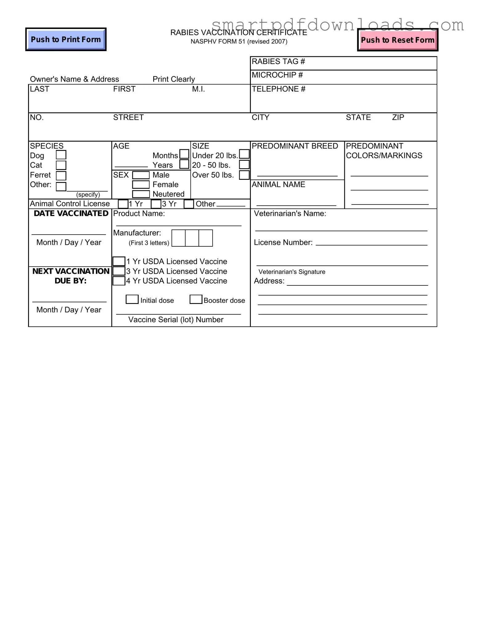 Rabies Certificate Form