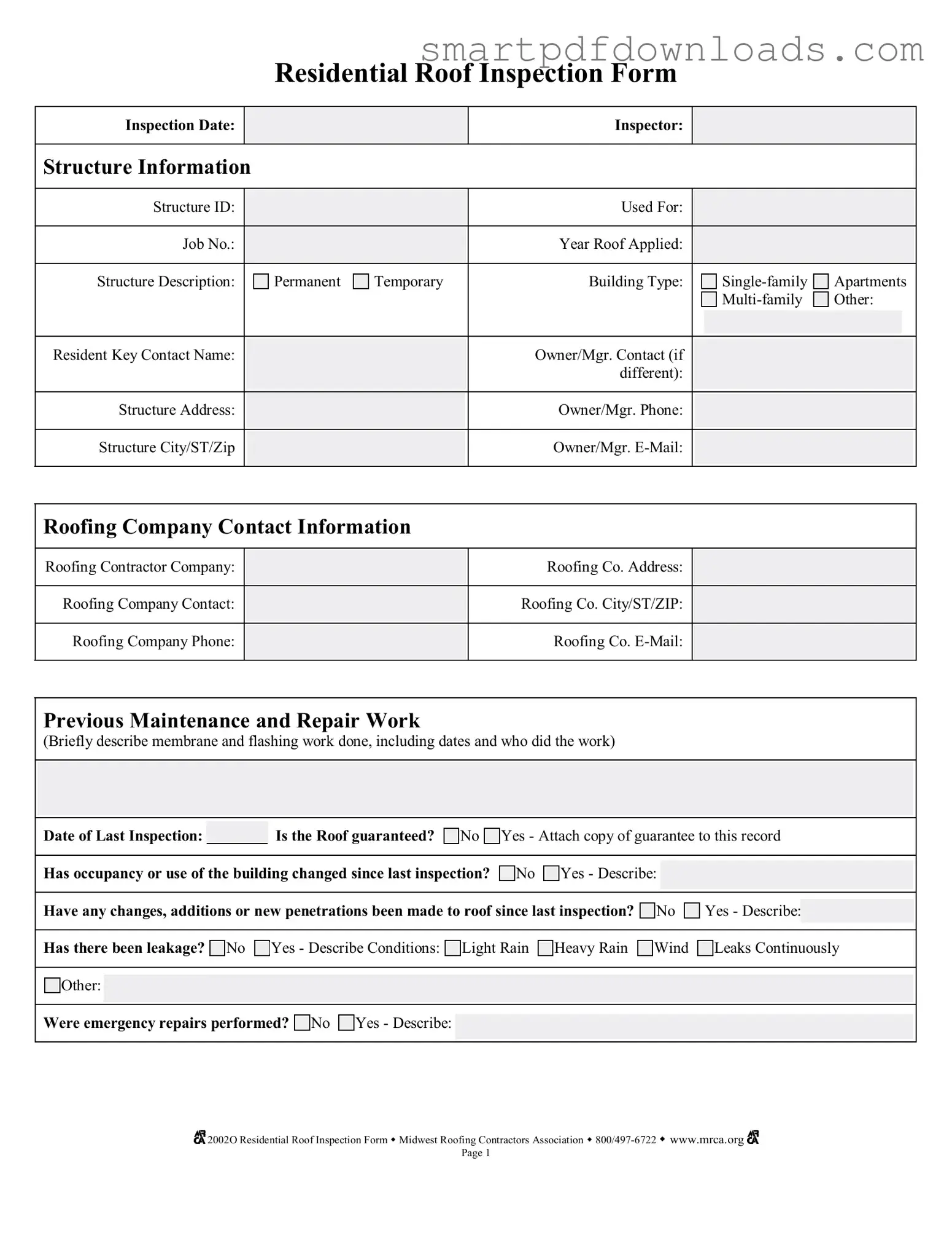 Roof Inspection Form