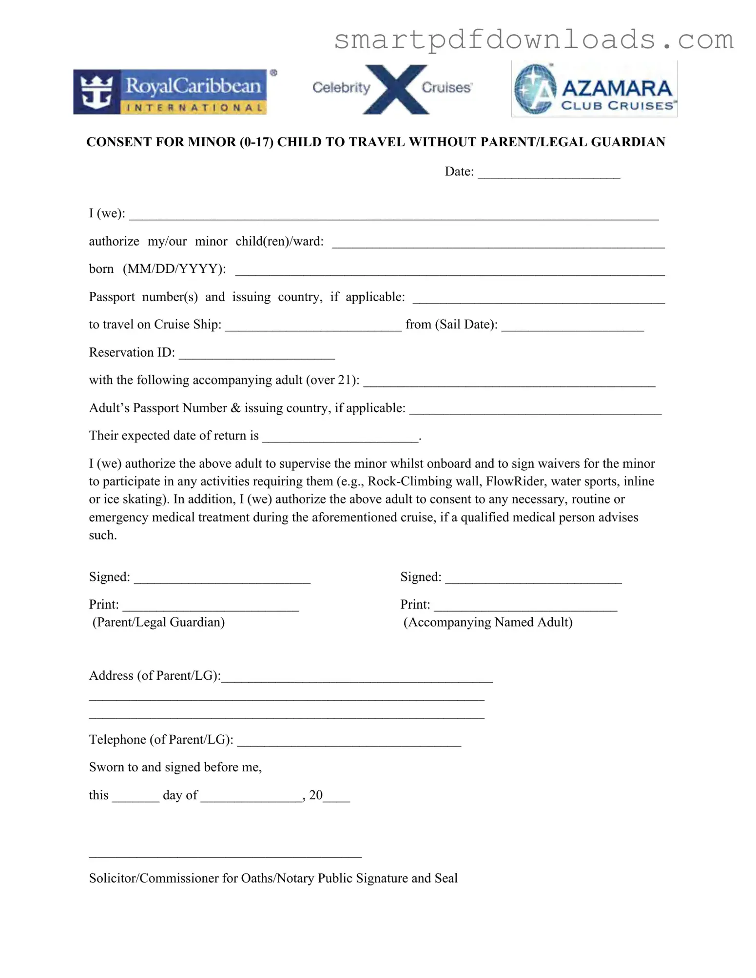 Royal Caribbean Parental Consent Form