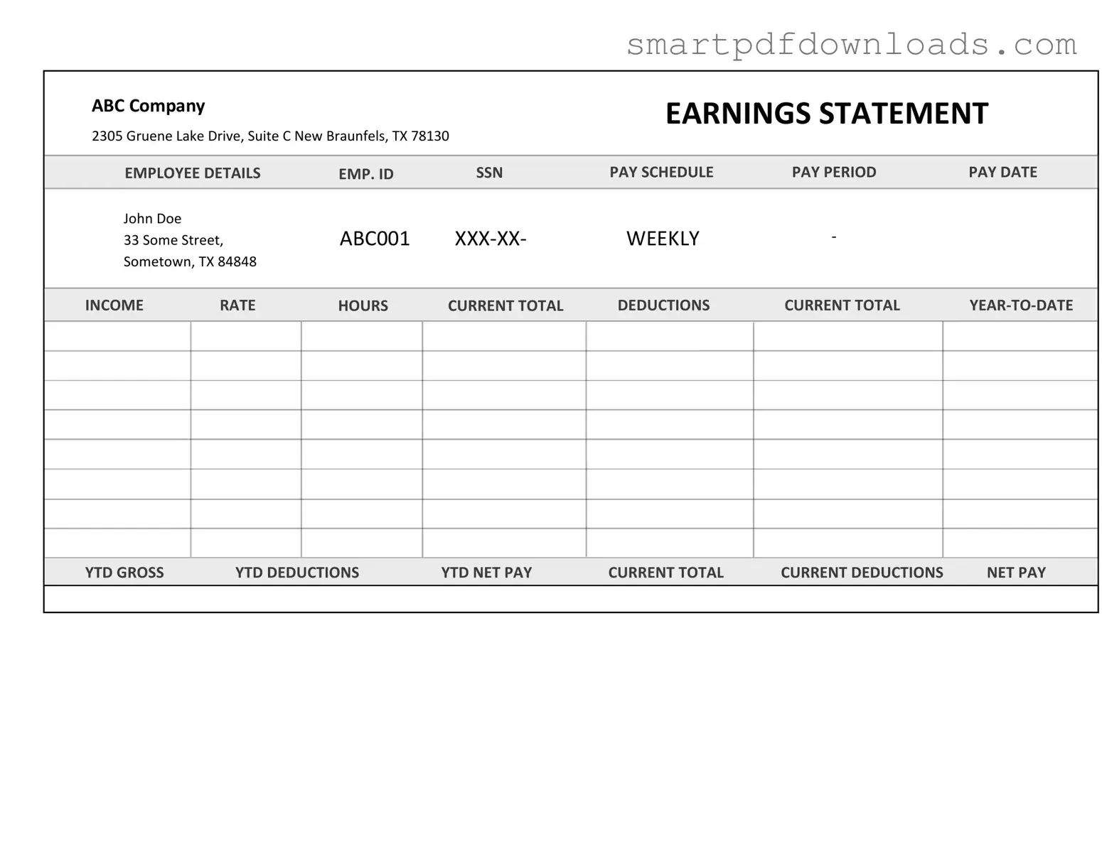Independent Contractor Pay Stub Form