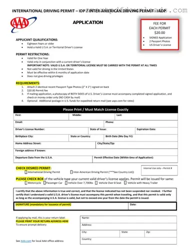 Aaa International Driving Permit Application Form