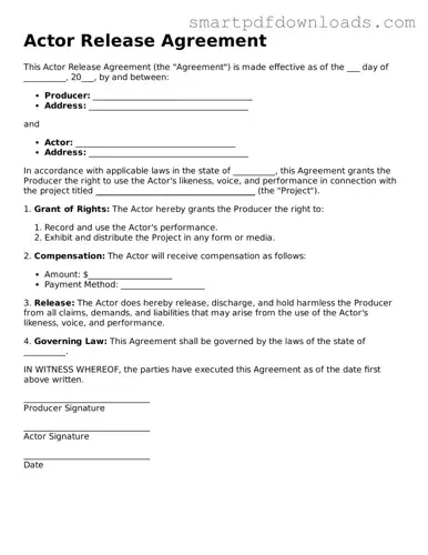 Free Actor Release Form