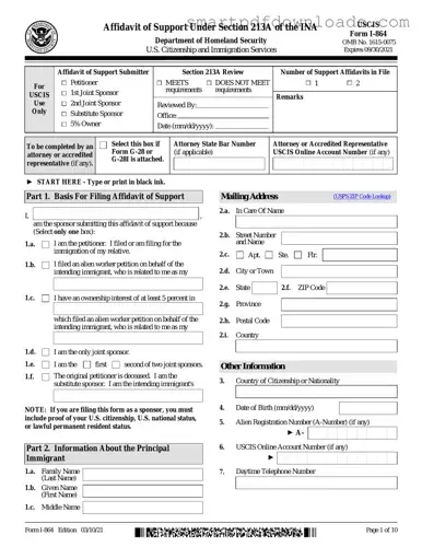 USCIS I-864 Form