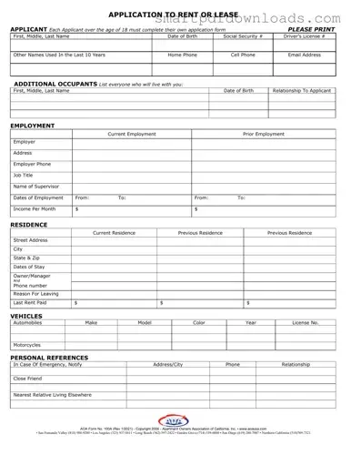 Aoa 100A Form