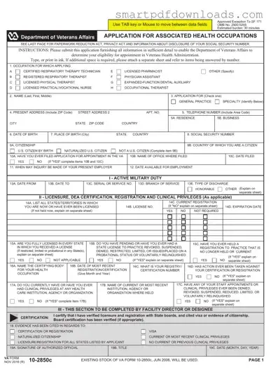 VA 10-2850c Form
