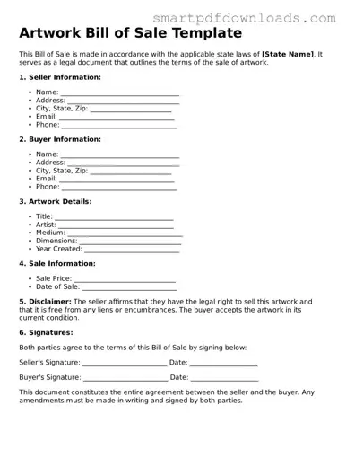 Free Artwork Bill of Sale Form