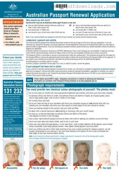 Australian Passport Renewal Form