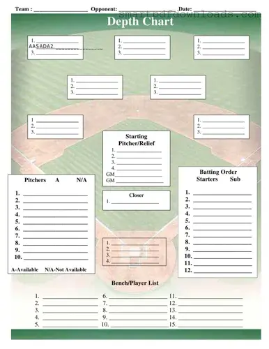 Baseball Field Lineup Form
