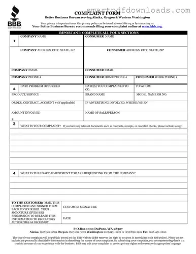 Bbb Complaint Form