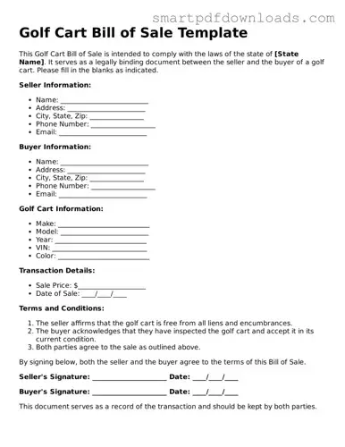Free Golf Cart Bill of Sale Form