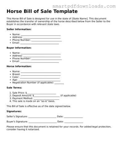 Free Horse Bill of Sale Form