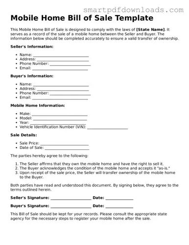 Free Mobile Home Bill of Sale Form