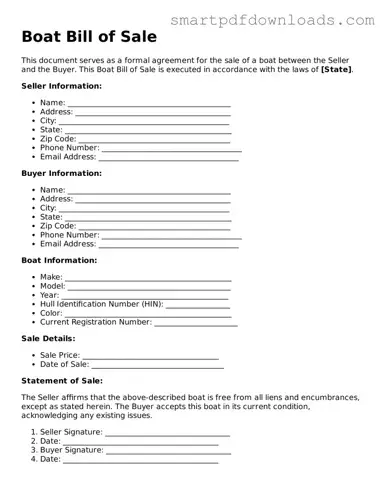 Free Boat Bill of Sale Form