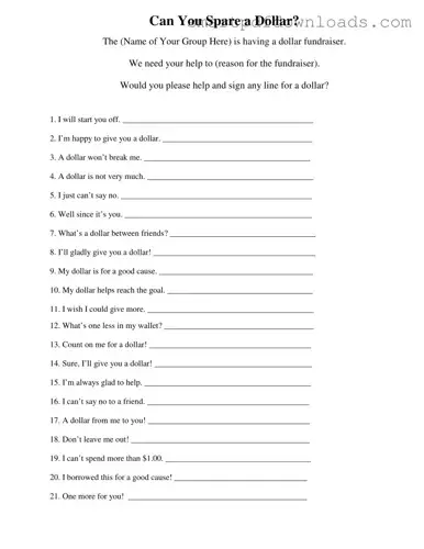 Donated A Dollar Form