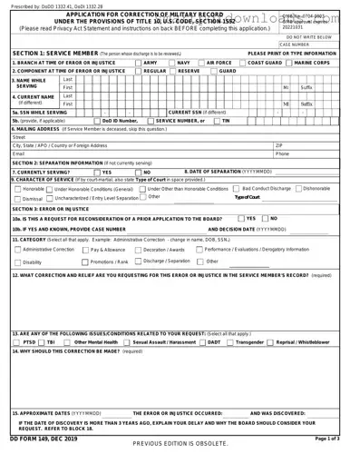 DD 149 Form
