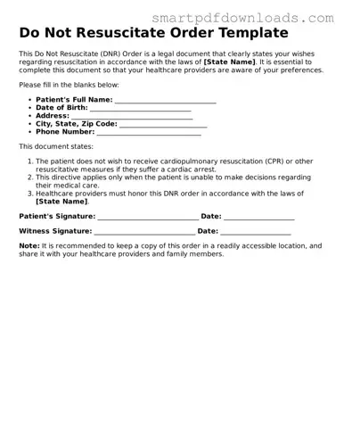 Free Do Not Resuscitate Order Form