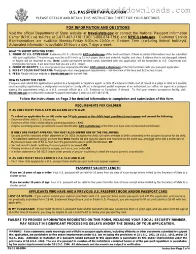 DS-11 U.S. Passport application Form
